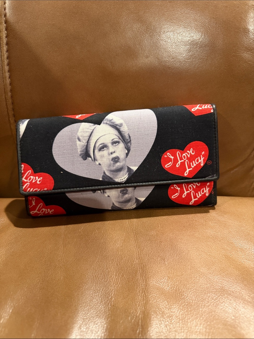 I Love Lucy Black & Red Printed Clutch Wallet